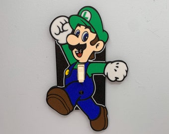 LUIGI Light switch cover plate | Super Mario Room Wall Plate - Nintendo video game decor kids bedroom idea game room gift
