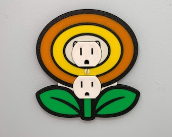 Alimentation murale feu de camp pour sortie florale Cover | Assiette murale pour chambre Super Mario - déco de jeu vidéo nintendo, idée pour chambre d'enfants, cadeau pour salle de jeux