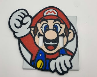 MARIO FACE Double Light Toggle switch cover plate | Super Mario Room Wall Plate - Nintendo video game decor kids bedroom idea game room gift