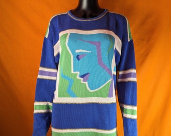 vintage jumper dress jacques vert abstract patterned sweater s-m