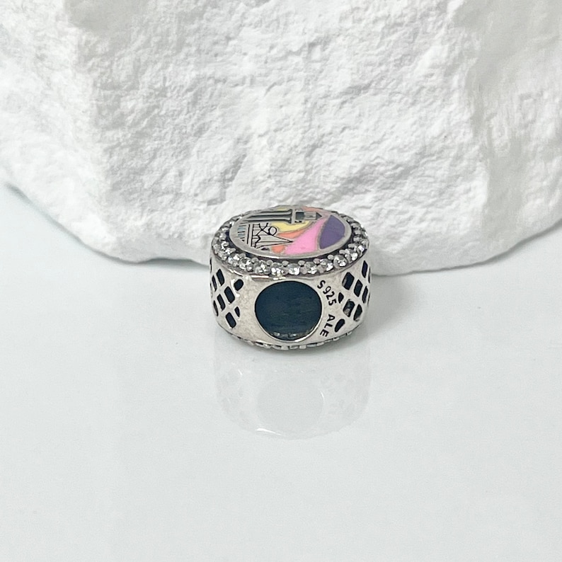 Pandora Bracelet Charm, Sandusky Ohio Bead Charm Button S925 Silver