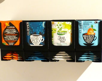 Set of 4 Tea Bag Dispenser - Tea Holder on Wall - Adhesive - Bag Holder