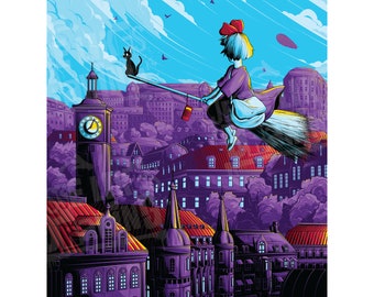 Kiki's Delivery Service Art Print - Studio Ghibli - Jiji