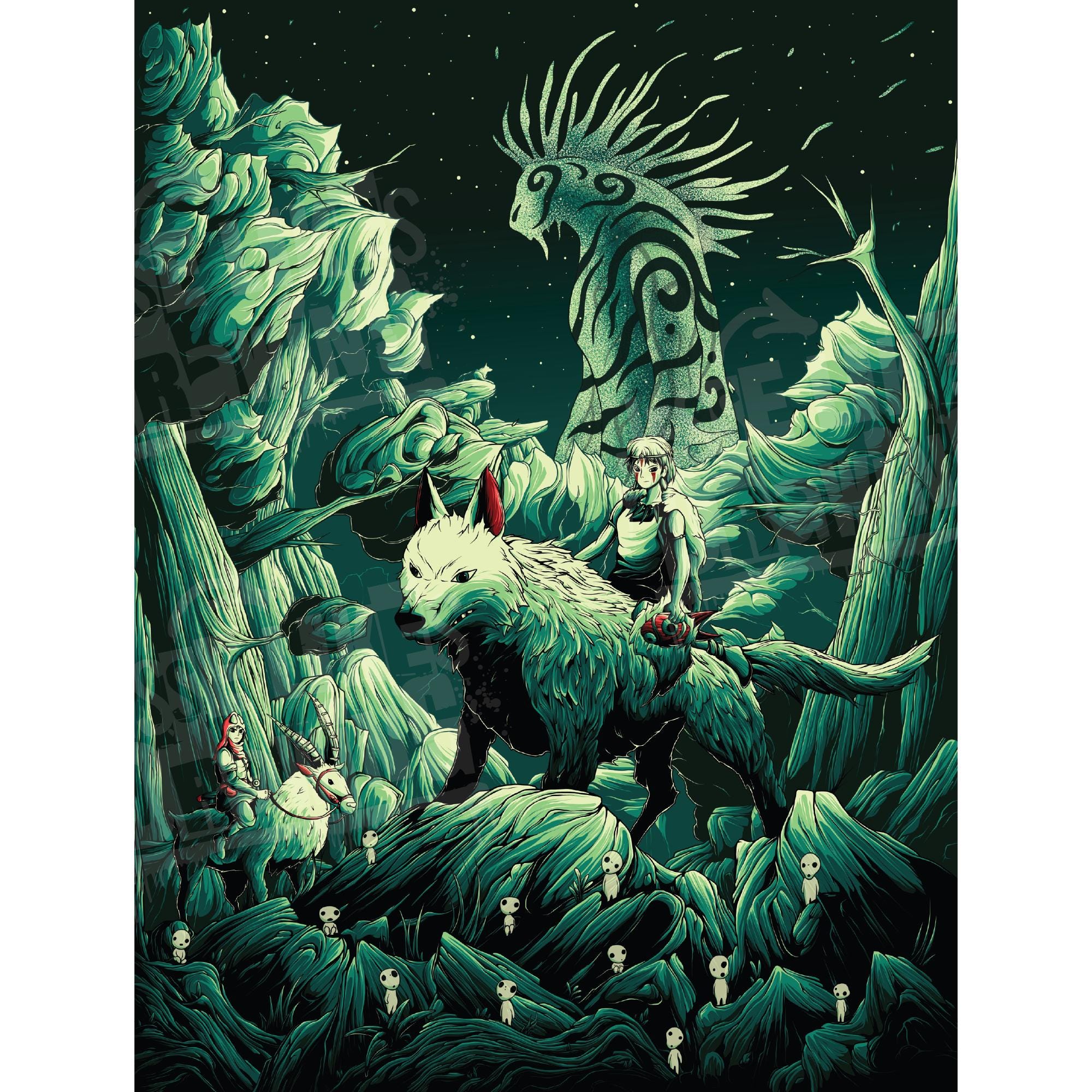 Princess Mononoke Art Print - Studio Ghibli - Ashitaka - San