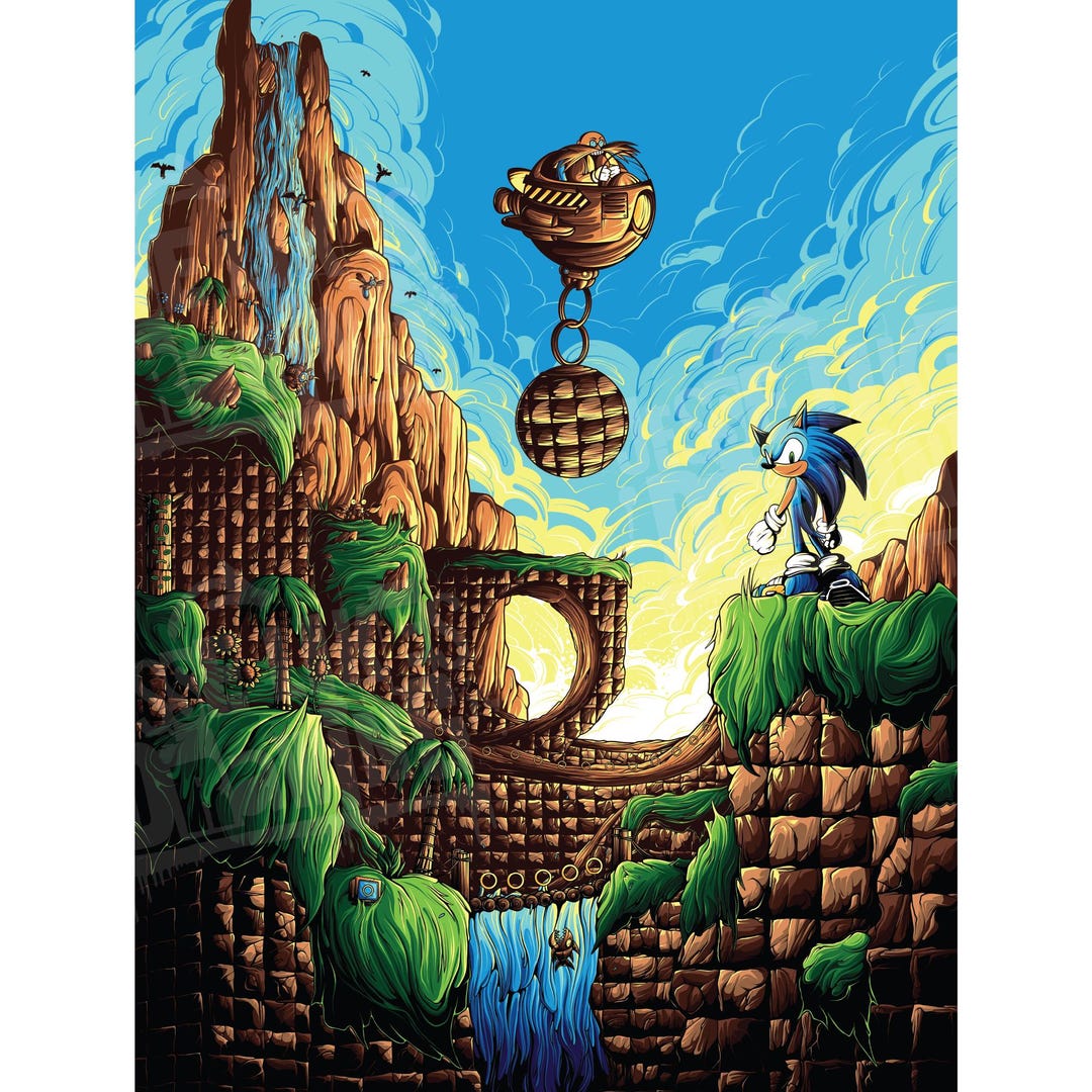 Sonic the Hedgehog Art Print - Green Hill - Eggman - Etsy