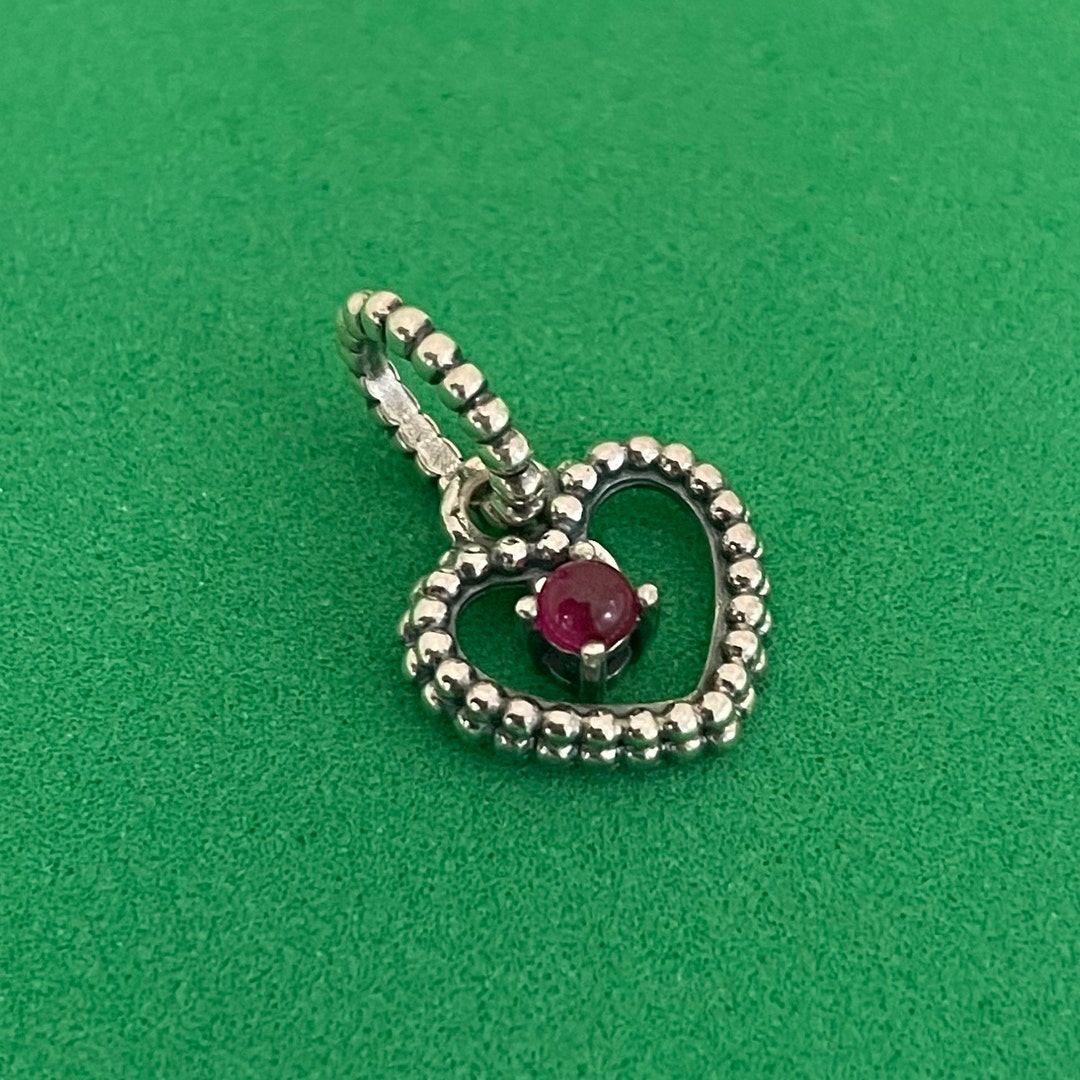 Pandora July Blazing Red Beaded Heart Dangle Charm Authentic Etsy