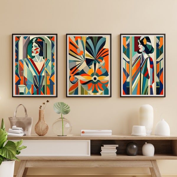 Art Deco Digital Print: 1920s Glamour in Geometric Elegance | Set of 3 | Digital Printable Art, Wall Decor, Poster, Digital Print