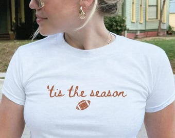 Tis The Season Football Season Baby Tee, Gift for Football Lovers, Y2k 90s style Football Baby Tee, Game Day Shirt, Football Season Baby Tee