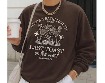 Custom Last Toast on the Coast Bachelorette Party Sweatshirt, Beach Bachelorette Party Sweatshirt, Custom Year and Location Bride Hoodie