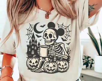 Mickey Skeleton Halloween Shirt, Disney Halloween Pumpkin Shirt, Trick or Treat Shirt, Spooky Season Tee, Halloween Party Gift