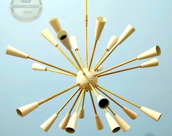 Mid Century Sputnik Chandelier: 24-Arm Brass Italian Décor Light