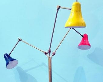 Modern Floor Lamp Unique Design Diabolo Corner Lamp Brass Pillar Lamp Antique finish 1950&#39;s 3 Adjustable Arms Customization Available