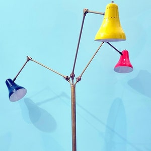 Modern Floor Lamp Unique Design Diabolo Corner Lamp Brass Pillar Lamp Antique finish 1950&#39;s 3 Adjustable Arms Customization Available