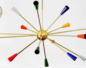 Illustrious Dynamic Light Multicolored Sixteen Arms Sputnik Lamp Brass Urchin Modern Home Interior Fabulous Ceiling Fixture