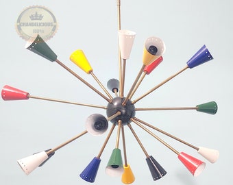 18-armige veelkleurige lamp Spoetnik stijlvolle plafondhangende kroonluchter in kleur