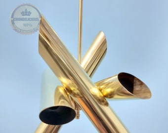 Modern Brass pendent Exclusive Sputnik Chandelier Fixture 4 Brass Pipes 8 light Fixture