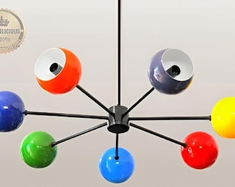 Seven Multicolored Eyeballs Brass Pendant - Old Styling for Modern Homes Christmas Light