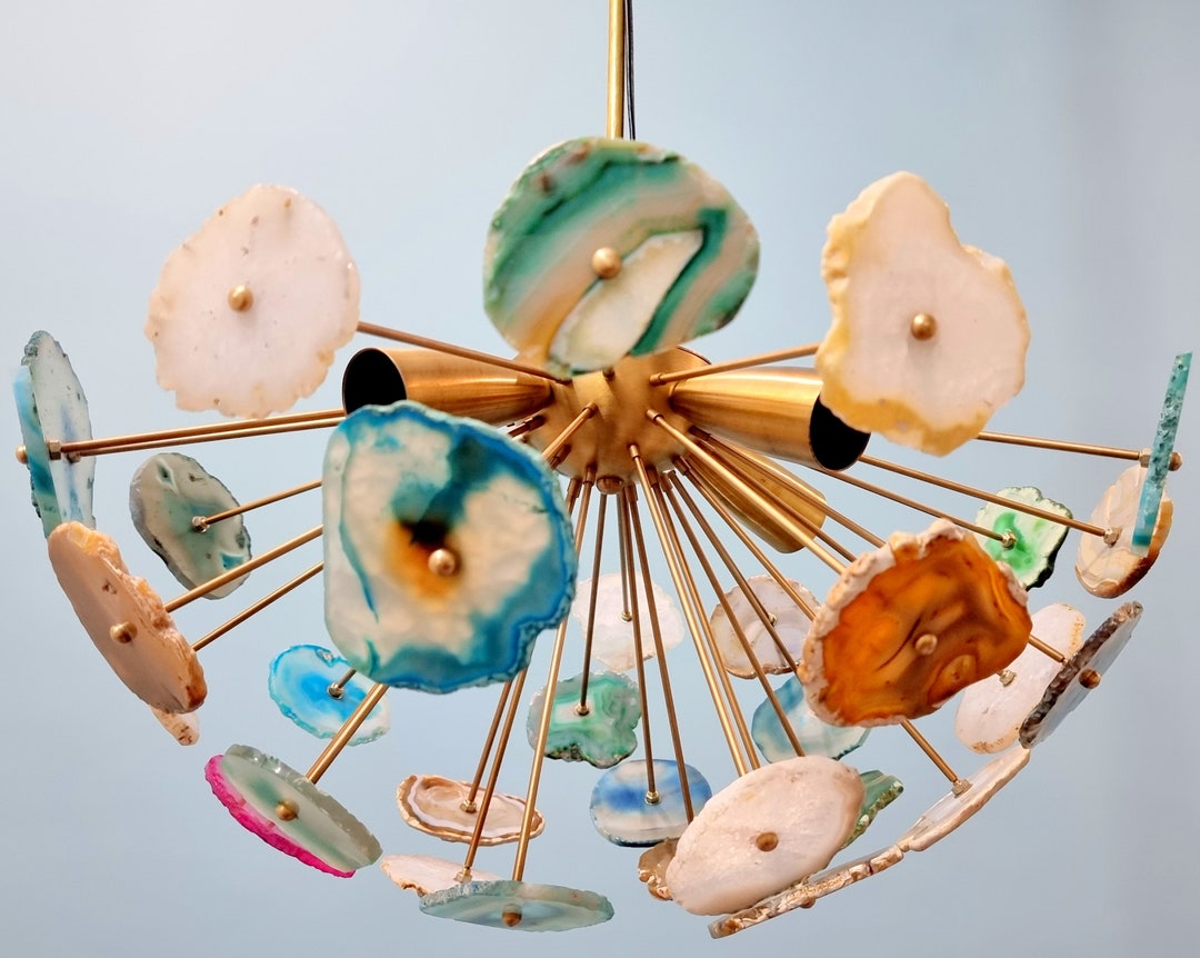 Aristocratic Natural Stones Agates Light Sputnik Chandelier Premium