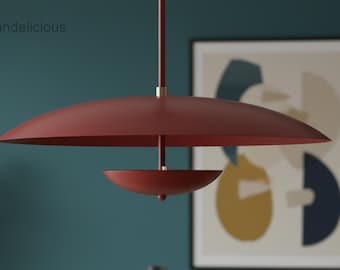 Mid-Century Modern Pendant Lamp – Matte Red Ceiling Light Fixture for Living Room,  Bedroom Decorative  Dome Pendant Lamp For Modern Ceiling