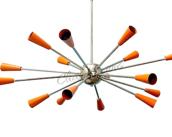Modern Polished chrome Sputnik Chandelier Orange cone Premium Industrial Ceiling Lamp Fixture decorative lighting