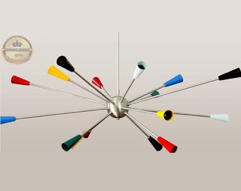 Premium 16 Arms Minimalistic Brass Sputnik Lights with Multi-Size Arms and Multicolor Bulb Shades | huge Artistic Light