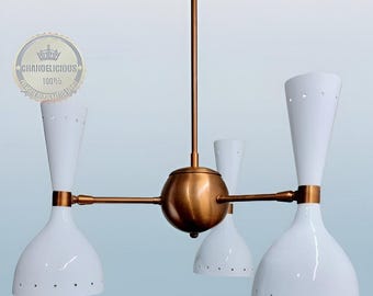 Custom Brass Sputnik Chandelier: Retro Diabolo Shade Ceiling Light