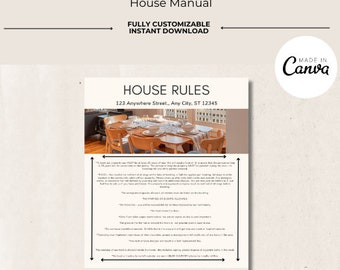 Airbnb House Rules Template, Property Management Vacation Rental House Rules