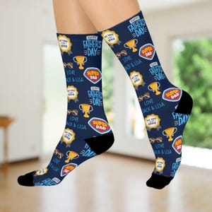 Super Dad Cushioned Crew Socks | Father&#39;s Day Gift, Fun Socks for Dads, Personalized Novelty Crew Socks, Unique Gift for Dad, Love from Kids