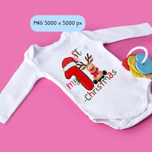 Mein erstes Weihnachten PNG, mein 1.süßes Kuh Weihnachten digitaler Download, Baby Kuh Sublimationsentwurf, DIY Baby Hemd, Lätzchen, Kissen, trendiges Geschenk