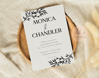 Simple Wedding Invites - Minimalist Wedding Main Invitation, Modern Template, Editable DIY Templates, Instant Download Minimalist Invite