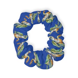 Turtle Scrunchie Ocean Animal Hair Accessory Sea Turtle Scrunchie Beachy Hair Tie Turtle Gift Ponytail Holder Animal Scrunchie
