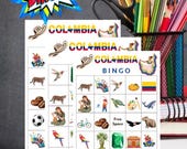 Colombia Bingo Game Colorful Colombian Party Game Latin American Bingo Printable Family Game Night Activity