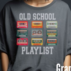 Old School Playlist Shirt, Retro jaren &#39;80 jaren &#39;90 Muziekfeest Tee, Cassette Tape Shirt, Heren Dames Vintage Stijl Grafisch T-shirt