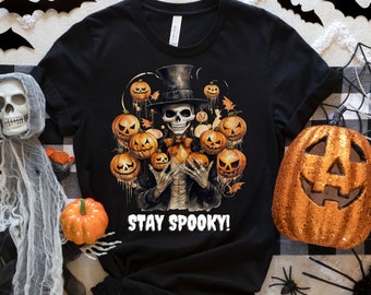 Halloween Shirt Stay Spooky Juggling Skelton Shirt, Skeleton Juggler of Pumpkins, Fall Gift, Fall Shirt, Cute Fall TShirt