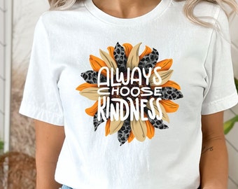 Spread Positivity: &#39;Always Choose Kindness&#39; Animal Print, Flower T-Shirt, Teacher Shirt, ChooseKindness, PositiveVibes Gift, Teach Kindness