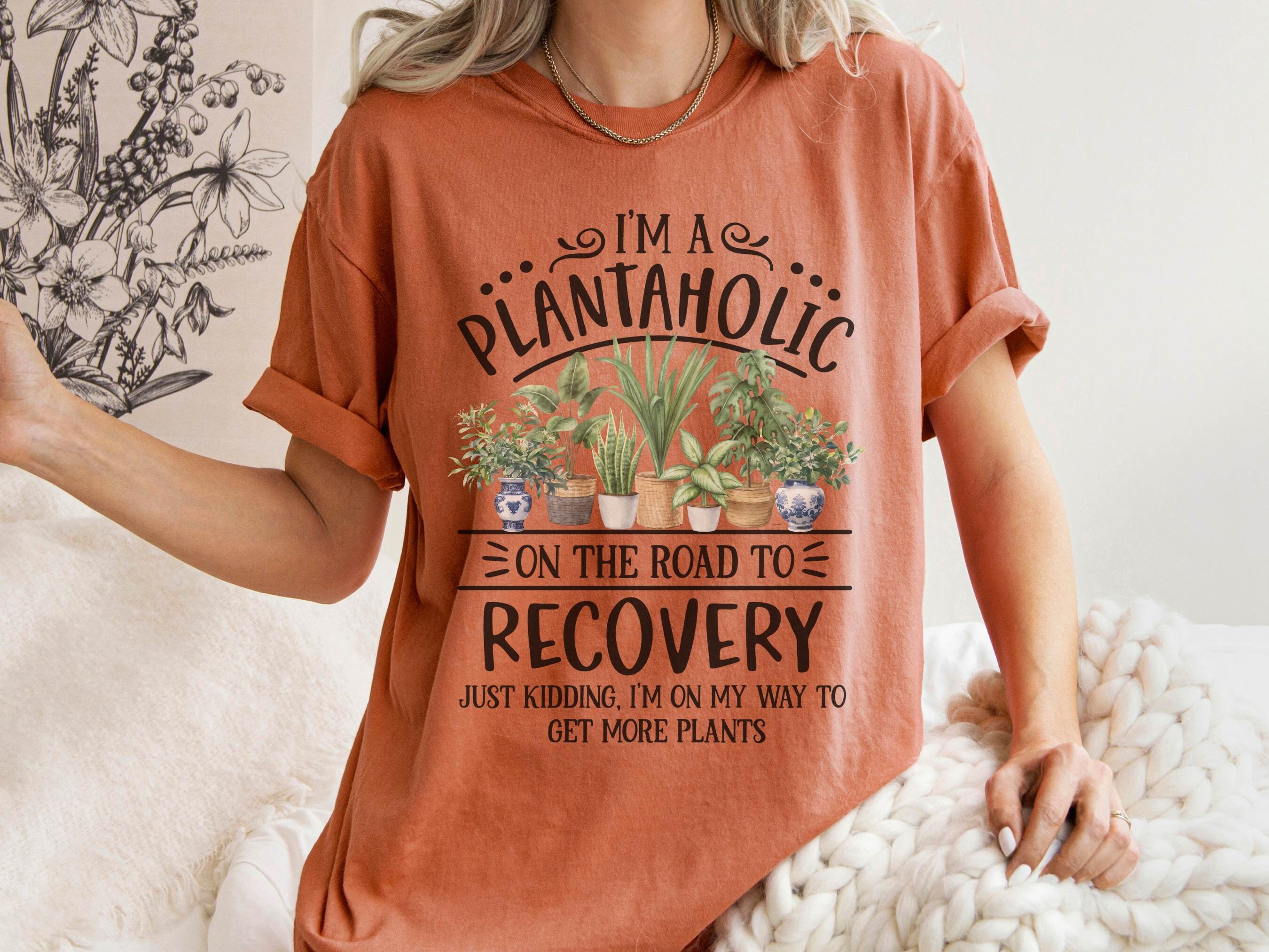 Funny Plant Lover Wooden Sign Plaque I'M A Plantaholic On The Road To Recovery Wood Sign Rustic Art Home Garden Shelf Desk Decor 4 X 4 X 1 Inches