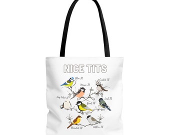 Nice Tits Tote Bag Birding, Gift for Birdwatcher, Funny Birdwatcher Gift