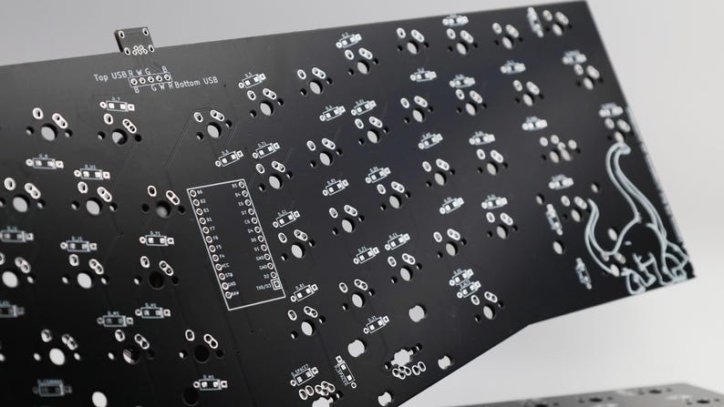 Ergosaurus Alice Layout DIY Mechanical Ergonomic Unibody Keyboard PCB 画像 2