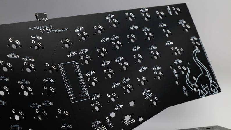 Ergosaurus Alice Layout DIY Mechanical Ergonomic Unibody Keyboard PCB 画像 1