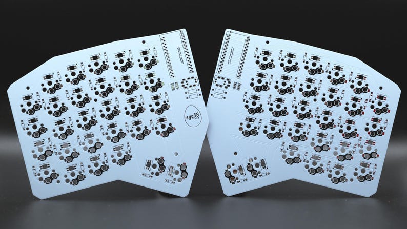 Egg58 Hotswap Choc DIY Mechanical Ergonomic Split Keyboard PCB Set with Plates White