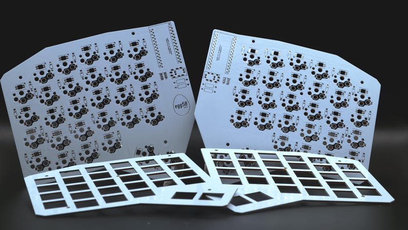 Egg58 Hotswap Choc DIY Mechanical Ergonomic Split Keyboard PCB Set with Plates image 2