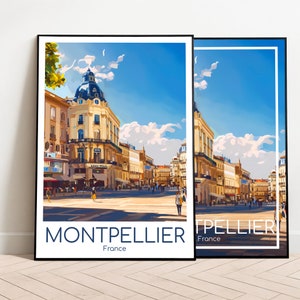 Affiche de voyage de Montpellier Affiche de Montpellier Wall Art France affiche vintage Affiche de voyage de Montpellier Affiche de voyage Montpellier Impression de voyage