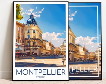 Affiche de voyage de Montpellier Affiche de Montpellier Wall Art France affiche vintage Affiche de voyage de Montpellier Affiche de voyage Montpellier Impression de voyage