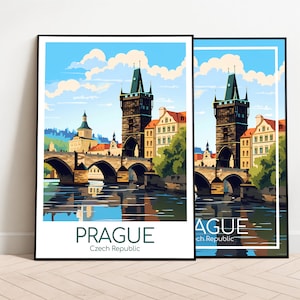 Prag Reiseposter Prag Poster Wall Art Tschechien Vintage Poster Travel Poster Geschenk Prag Print Kunstdruck