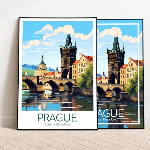 Prag Poster Wall Art Prag Reiseposter Tschechien Vintage Poster Travel Poster Geschenk Prag Print Kunstdruck
