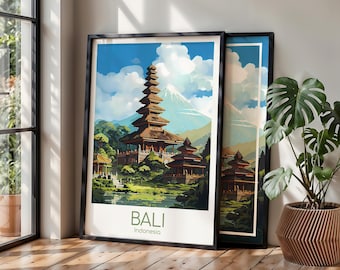 バリ旅行ポスター、バリポスターウォールアート、インドネシアヴィンテージポスター、バリ旅行ポスター、バリギフトプリント、旅行プリント