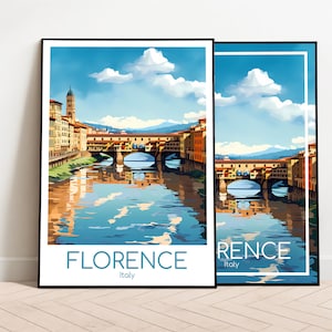 Cartel de viaje de Florencia Ponte Vecchio Cartel de Florencia Ponte Vecchio Italia Cartel vintage Cartel de viaje de Florencia Impresión de viaje de Florencia