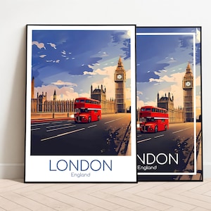 London Reiseposter London Poster Wall Art England Vereinigtes Königreich Vintage Poster Travel Poster Geschenk London Print Kunstdruck