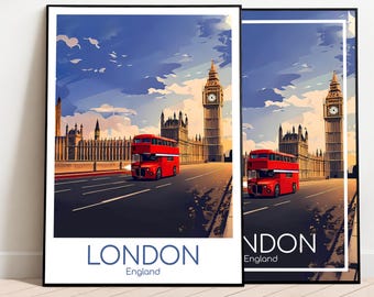 London Travel Poster London Poster Wall Art England United Kingdom Vintage Poster Travel Poster Gift London Print Art Print
