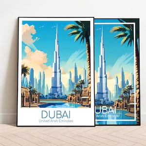 Cartaz de viagem de Dubai Cartaz de Dubai Arte de parede Emirados Árabes Unidos Cartaz vintage Cartaz de viagem Presente Dubai Impressão de arte Impressão Emirados Árabes Unidos